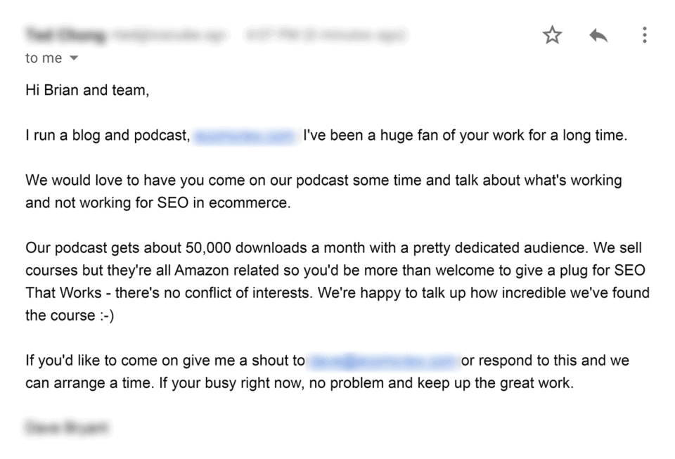 example of personalized email outreach