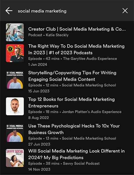 Spotify trendy podcast topics example