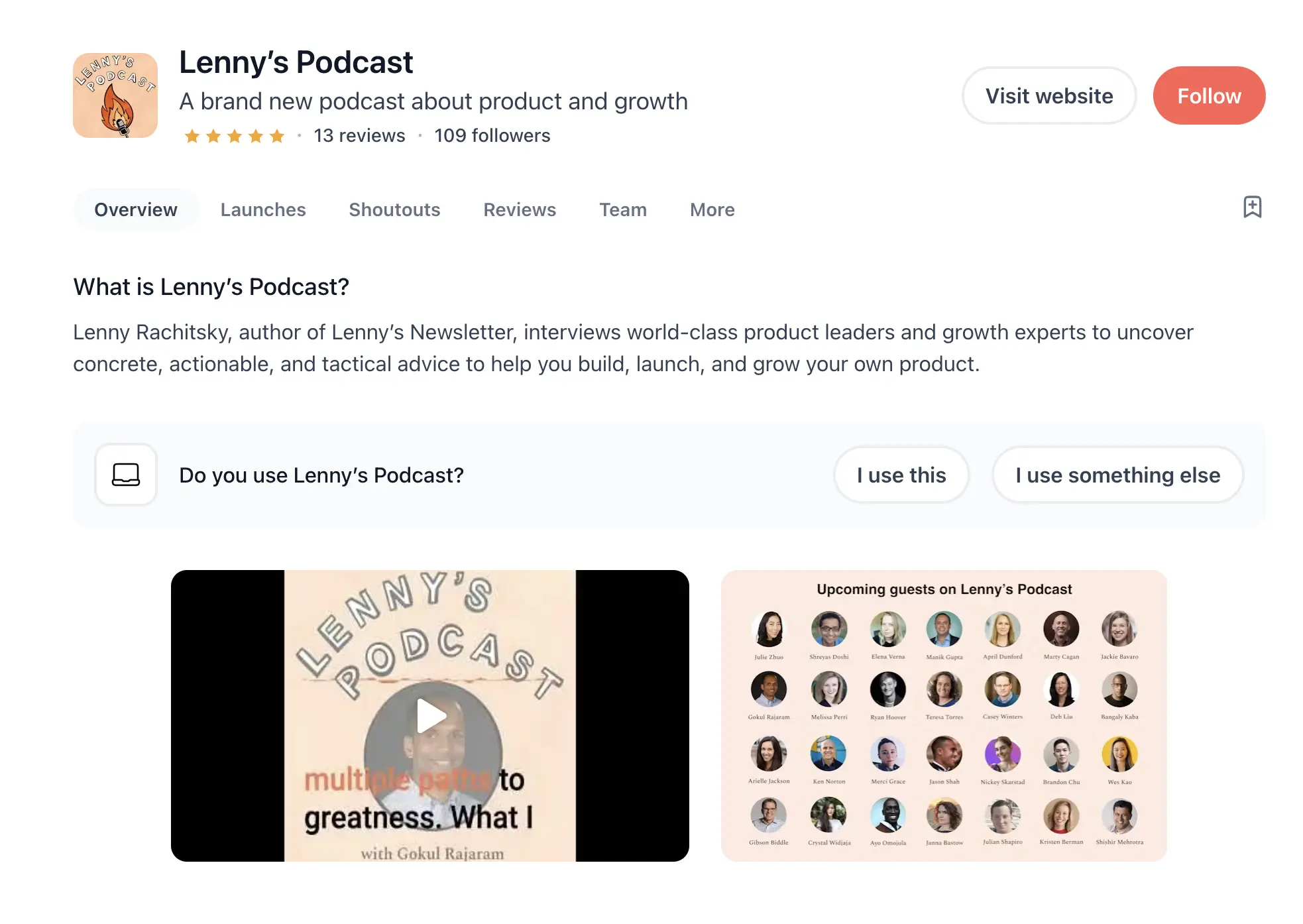 Lenny's-Podcast-launch-on-producthunt