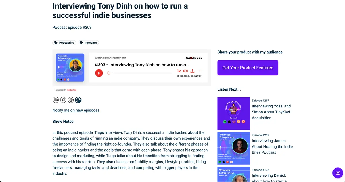 example of podcast show notes