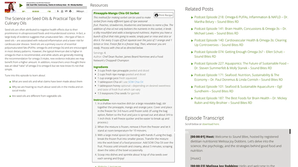 Sound Bites Podcast show notes examples